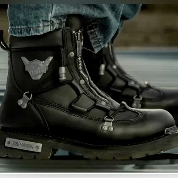 Harley-Davidson Men’s Brake Light Leather Riding Boots - BLACK - Picture 3 of 14